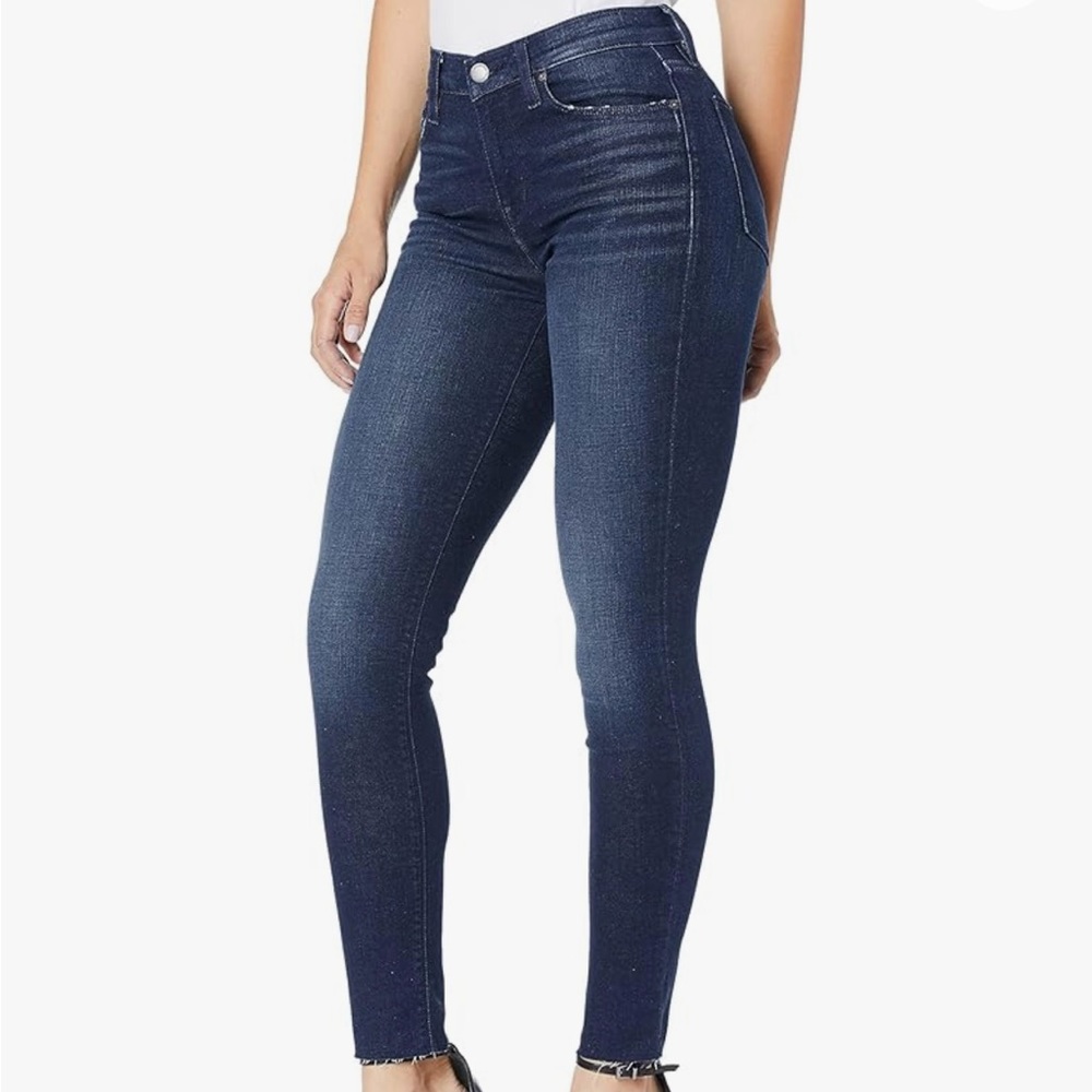 Hudson Women's Nico Mid Rise, Super Skinny, Raw Hem Ankle Jean